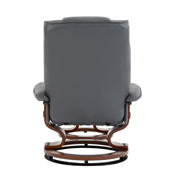 Relaxsessel Leder VITALII mit Hocker anthrazit