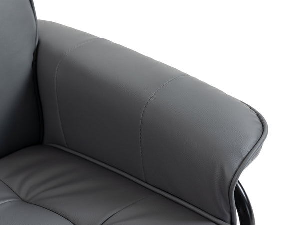 Relaxsessel Leder VITALII mit Hocker anthrazit