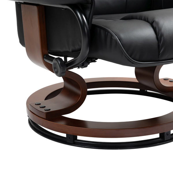 Relaxsessel Leder VITALII mit Hocker schwarz