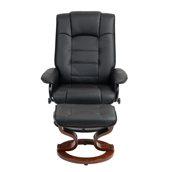 Relaxsessel Leder VITALII mit Hocker schwarz