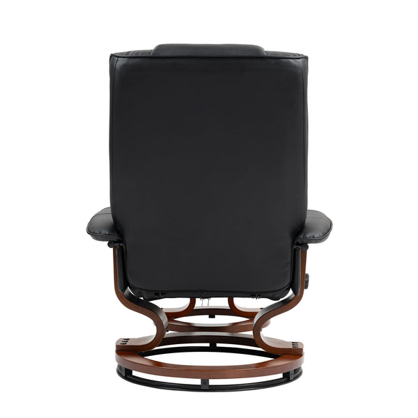 Relaxsessel Leder VITALII mit Hocker schwarz