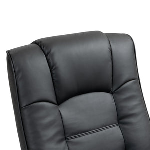 Relaxsessel Leder VITALII mit Hocker schwarz