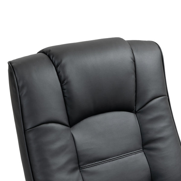Relaxsessel Leder VITALII mit Hocker schwarz
