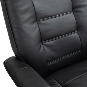Relaxsessel Leder VITALII mit Hocker schwarz
