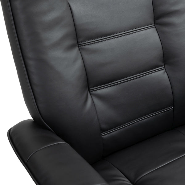 Relaxsessel Leder VITALII mit Hocker schwarz