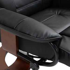 Relaxsessel Leder VITALII mit Hocker schwarz