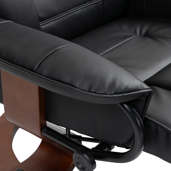 Relaxsessel Leder VITALII mit Hocker schwarz