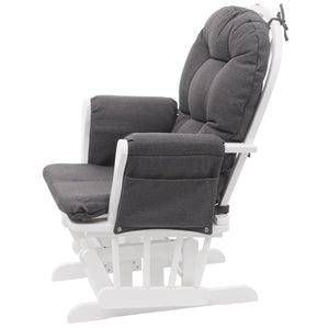 Relaxsessel Schwingstuhl mit Hocker ~ dunkelgrau, Gestell weiss
