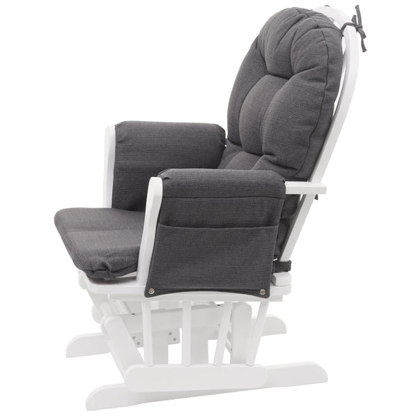 Relaxsessel Schwingstuhl mit Hocker ~ dunkelgrau, Gestell weiss