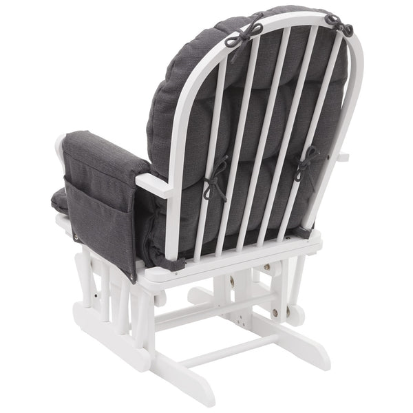 Relaxsessel Schwingstuhl mit Hocker ~ dunkelgrau, Gestell weiss