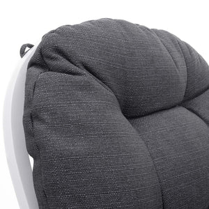 Relaxsessel Schwingstuhl mit Hocker ~ dunkelgrau, Gestell weiss