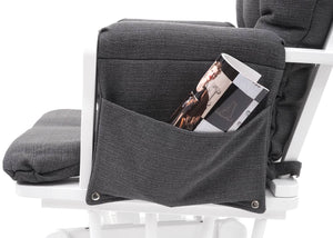 Relaxsessel Schwingstuhl mit Hocker ~ dunkelgrau, Gestell weiss