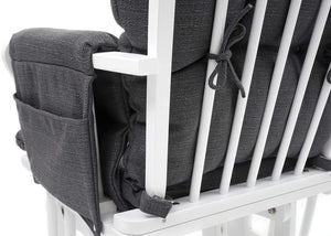 Relaxsessel Schwingstuhl mit Hocker ~ dunkelgrau, Gestell weiss