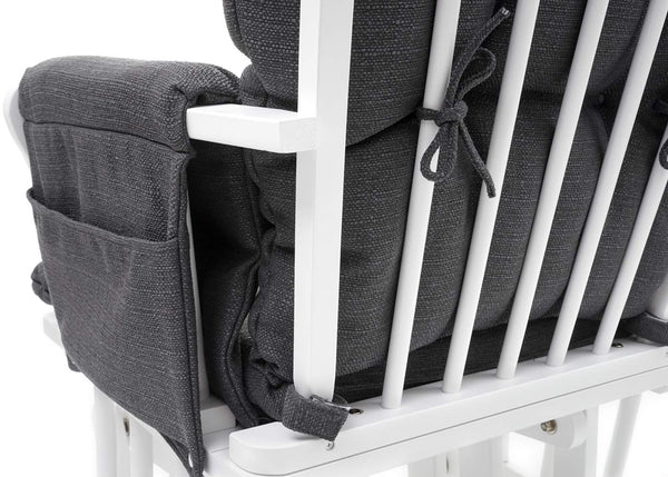 Relaxsessel Schwingstuhl mit Hocker ~ dunkelgrau, Gestell weiss