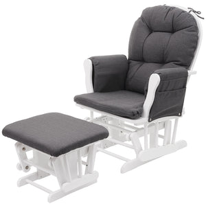 Relaxsessel Schwingstuhl mit Hocker ~ dunkelgrau, Gestell weiss