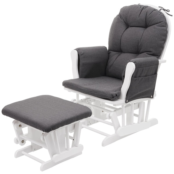 Relaxsessel Schwingstuhl mit Hocker ~ dunkelgrau, Gestell weiss