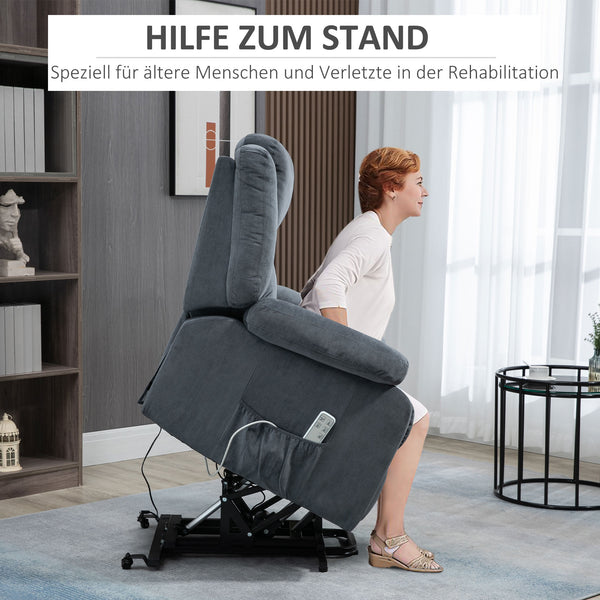 Relaxsessel mit Aufstehhilfe inkl. Fernbedienung Grau