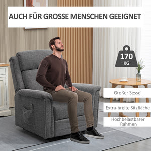Relaxsessel mit Aufstehhilfe inkl. Fernbedienung Grau