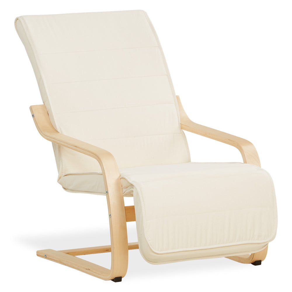 Poltrona reclinabile con poggiapiedi, beige