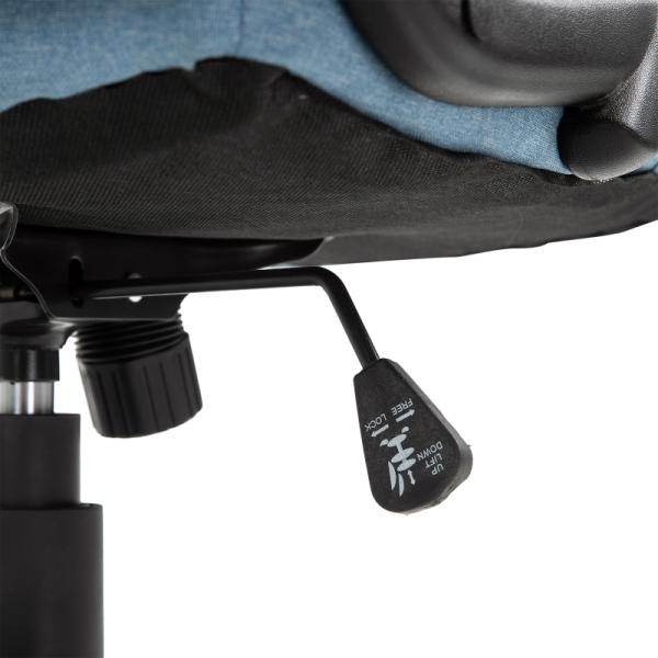 Bürostuhl Drehstuhl höhenverstellbar Wippfunktion und gepolsterte Armlehnen Ergonomisch Hellblau Leinen