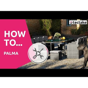 Rattan Sitzgruppe Palma 8+4+1 mit Schutzhülle grau/hellgrau