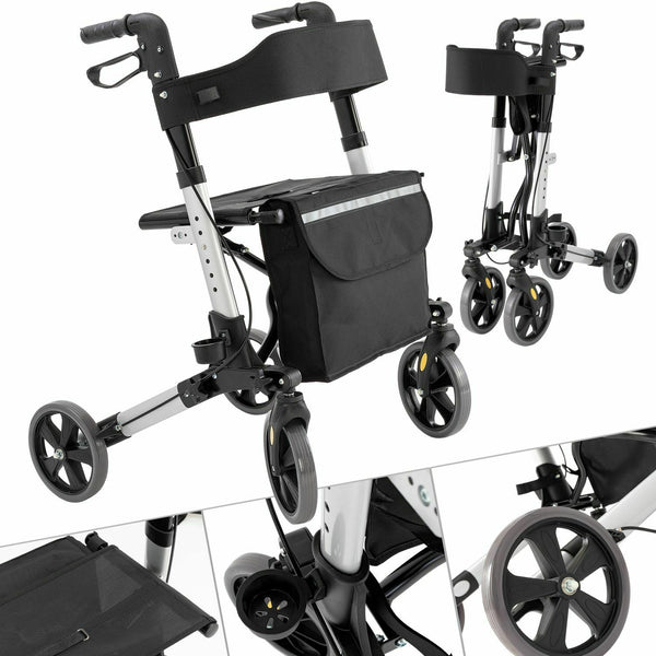 Rollator Gehhilfe Alu bis 136kg + Tasche + faltbar