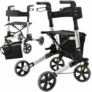 Rollator Gehhilfe Alu bis 136kg + Tasche + faltbar