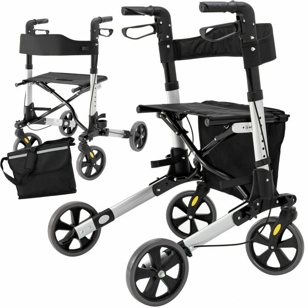 Rollator Gehhilfe Alu bis 136kg + Tasche + faltbar