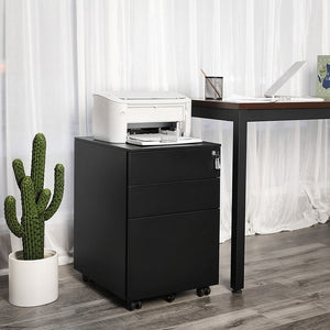 SONGMICS rolling container with 3 drawers, black