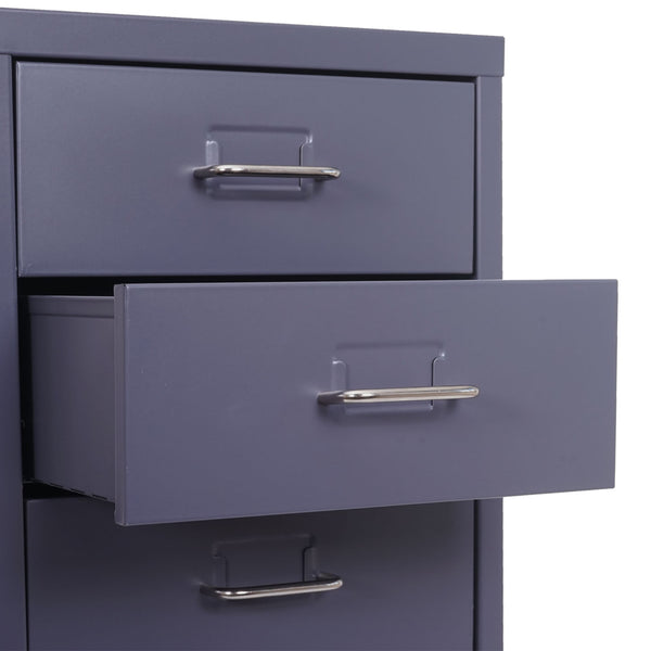 Rollcontainer Boston 10 Schubladen Stahlschrank 110x28x41cm dunkelgrau