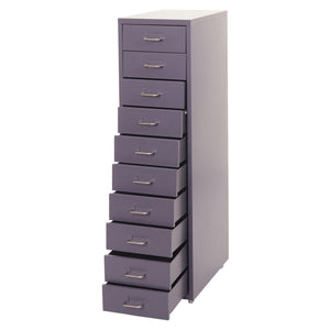 Rollcontainer Boston 10 Schubladen Stahlschrank 110x28x41cm dunkelgrau