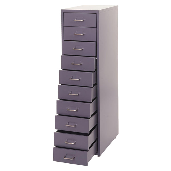 Rollcontainer Boston 10 Schubladen Stahlschrank 110x28x41cm dunkelgrau