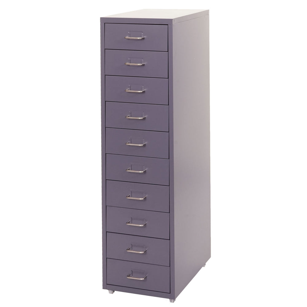Rollcontainer Boston 10 Schubladen Stahlschrank 110x28x41cm dunkelgrau