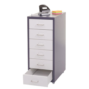 Rollcontainer Boston 6 Schubladen 69x28x41cm dunkelgrau weiss