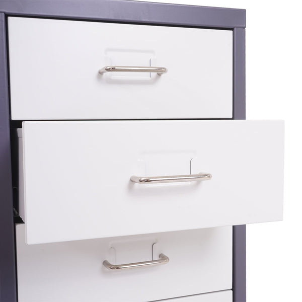 Rollcontainer Boston 6 Schubladen 69x28x41cm dunkelgrau weiss
