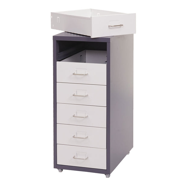 Rollcontainer Boston 6 Schubladen 69x28x41cm dunkelgrau weiss
