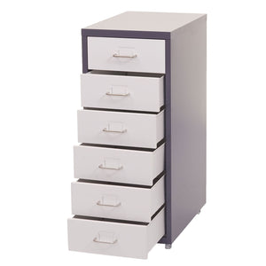 Rollcontainer Boston 6 Schubladen 69x28x41cm dunkelgrau weiss