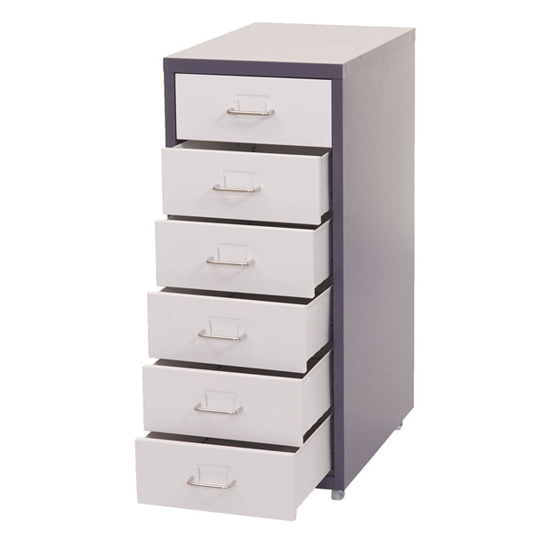 Rollcontainer Boston 6 Schubladen 69x28x41cm dunkelgrau weiss