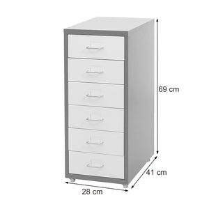 Rollcontainer Boston 6 Schubladen 69x28x41cm dunkelgrau weiss
