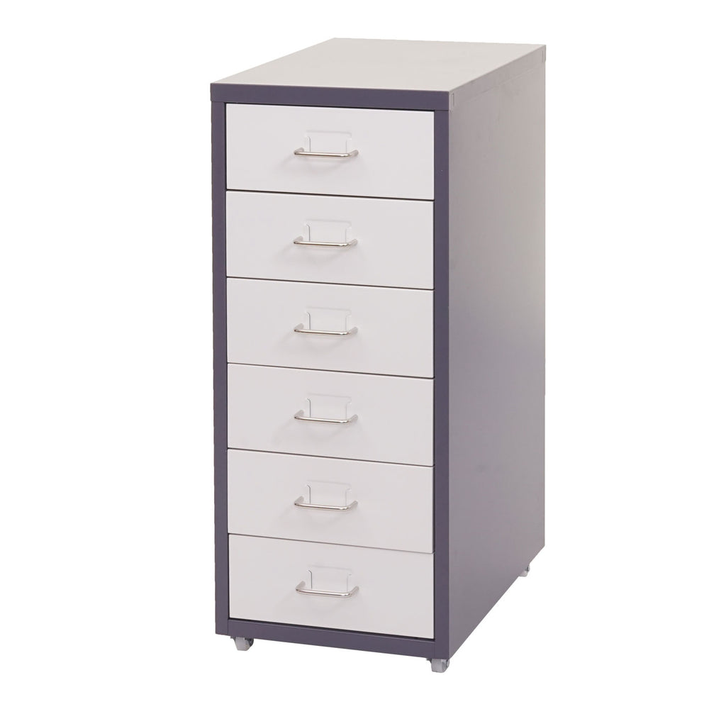 Rollcontainer Boston 6 Schubladen 69x28x41cm dunkelgrau weiss