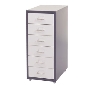 Rollcontainer Boston 6 Schubladen 69x28x41cm dunkelgrau weiss