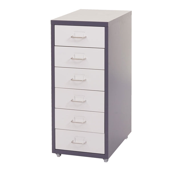 Rollcontainer Boston 6 Schubladen 69x28x41cm dunkelgrau weiss