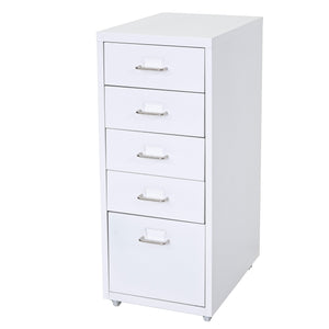 Rollcontainer Boston 5 Schubladen Stahlschrank 69x28x44cm Weiss