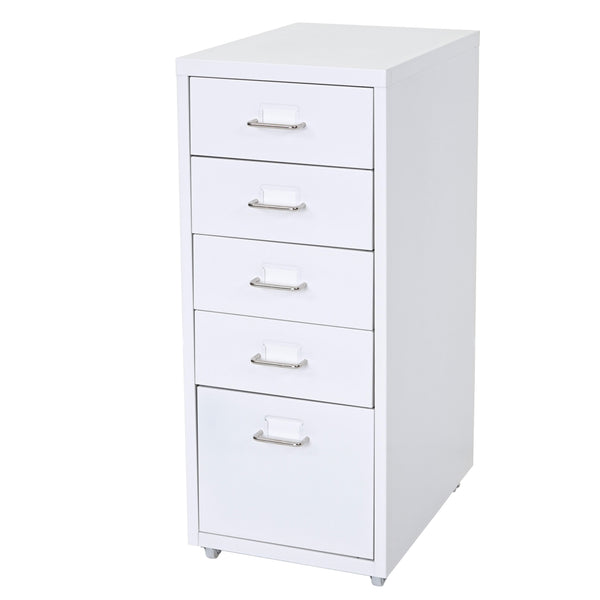 Rollcontainer Boston 5 Schubladen Stahlschrank 69x28x44cm Weiss