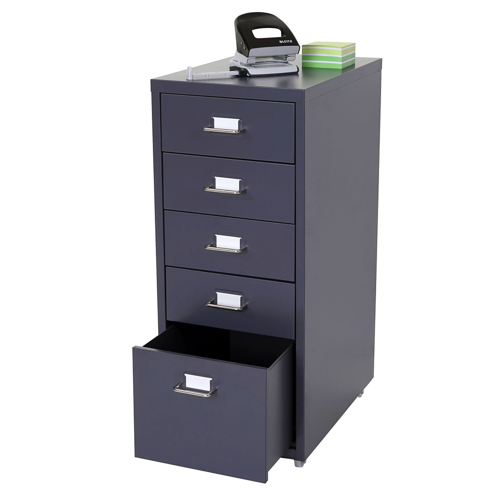 Rollcontainer Boston 5 Schubladen Stahlschrank 69x28x44cm Dunkelgrau