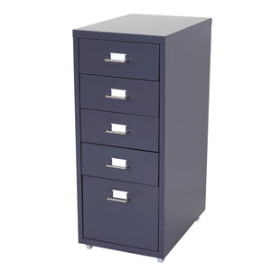 Rollcontainer Boston 5 Schubladen Stahlschrank 69x28x44cm Dunkelgrau