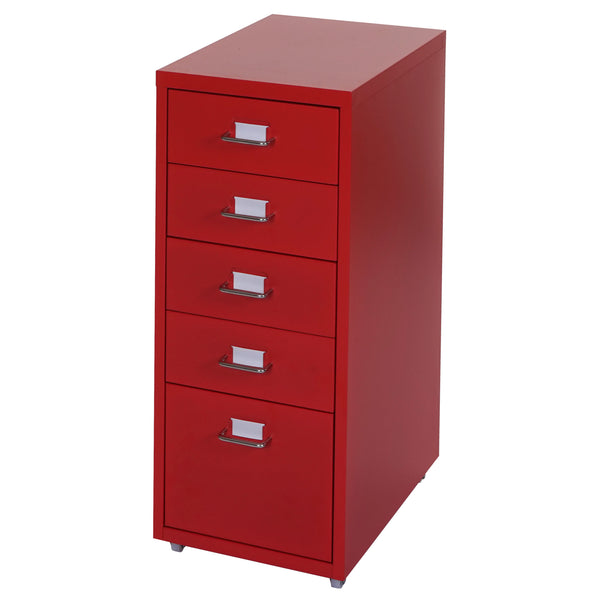 Rollcontainer Boston 5 Schubladen Stahlschrank 69x28x44cm Rot