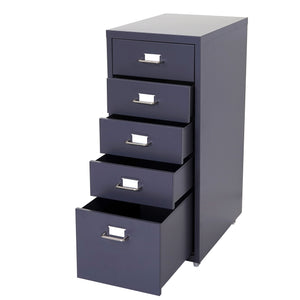 Rollcontainer Boston 5 Schubladen Stahlschrank 69x28x44cm Dunkelgrau
