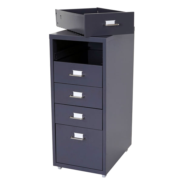 Rollcontainer Boston 5 Schubladen Stahlschrank 69x28x44cm Dunkelgrau