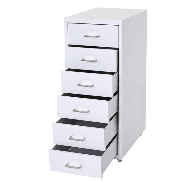 Rollcontainer Boston 6 Schubladen Stahlschrank 69x28x44cm weiss